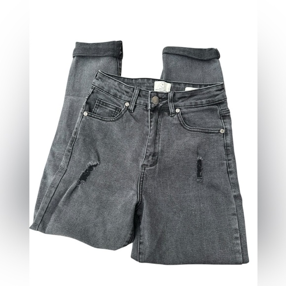 Cotton on high 90’s charcoal wash distressed denim jeans size 4 - Picture 2 of 5